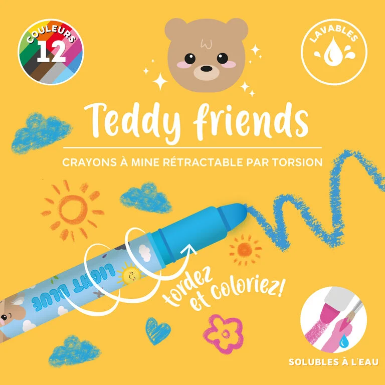 Set de 12 Crayons Gras Rotatifs Teddy Bear I LEGAMI