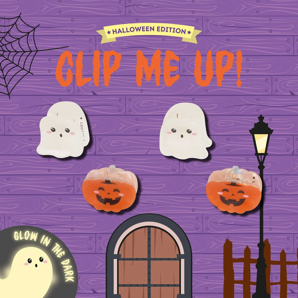 Set de 4 Mini Barrettes à Cheveux Ghost and Pumpkin Halloween I LEGAMI