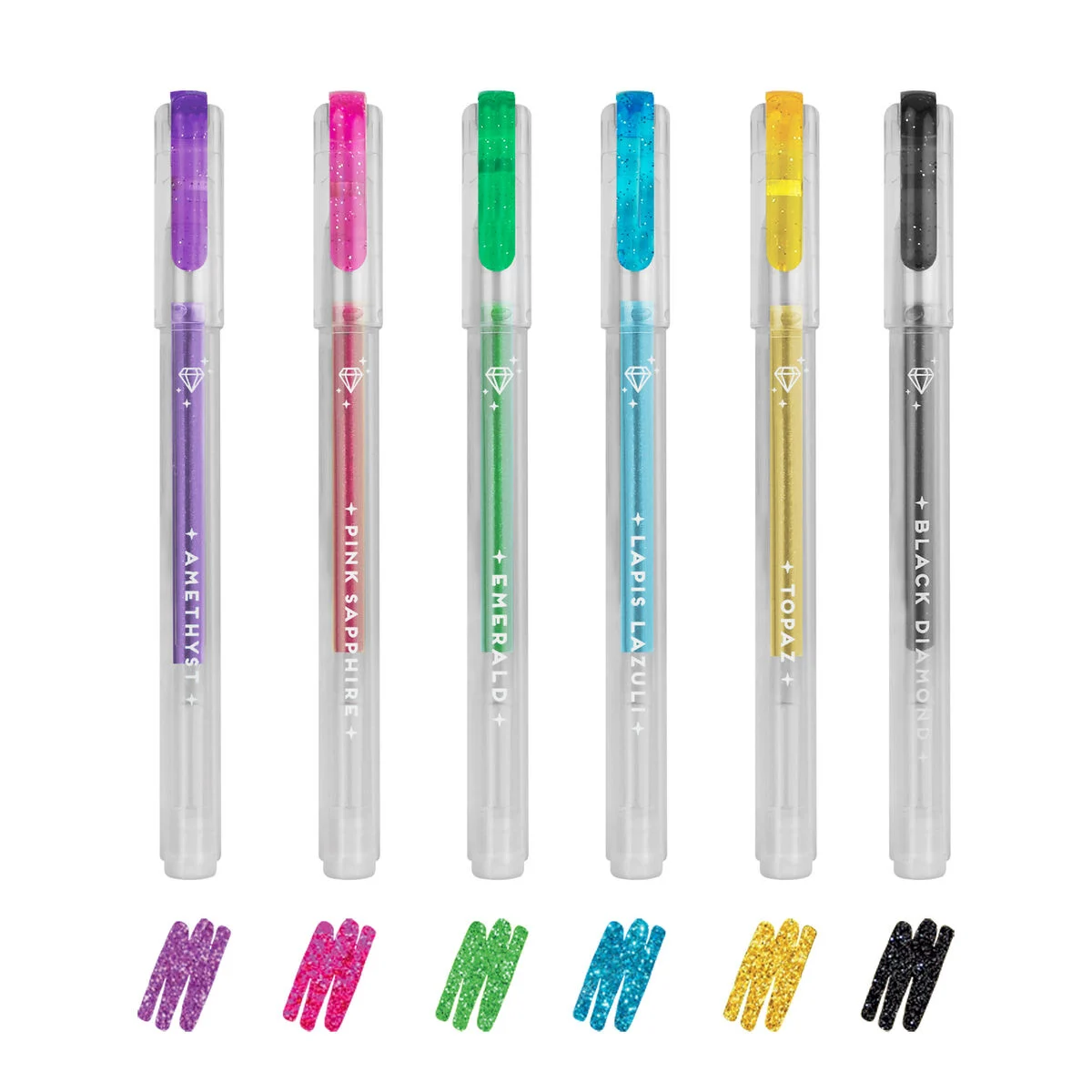 Set de 6 stylos à encore gel pailletés I LEGAMI