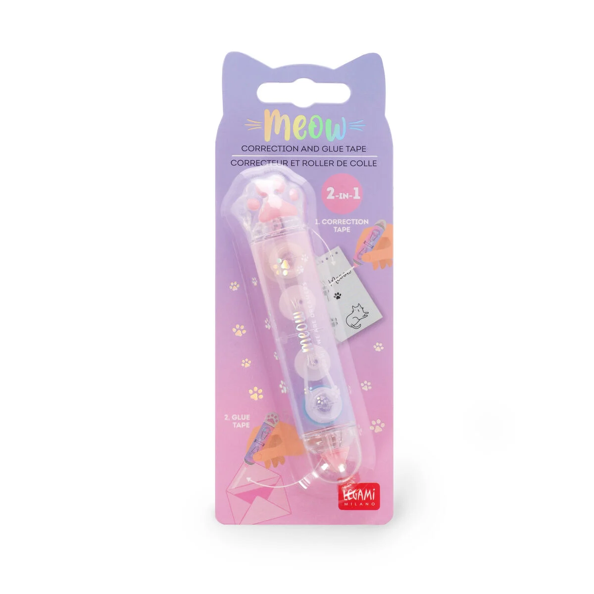 Correcteur et roller de colle 2 en 1 Meow I LEGAMI