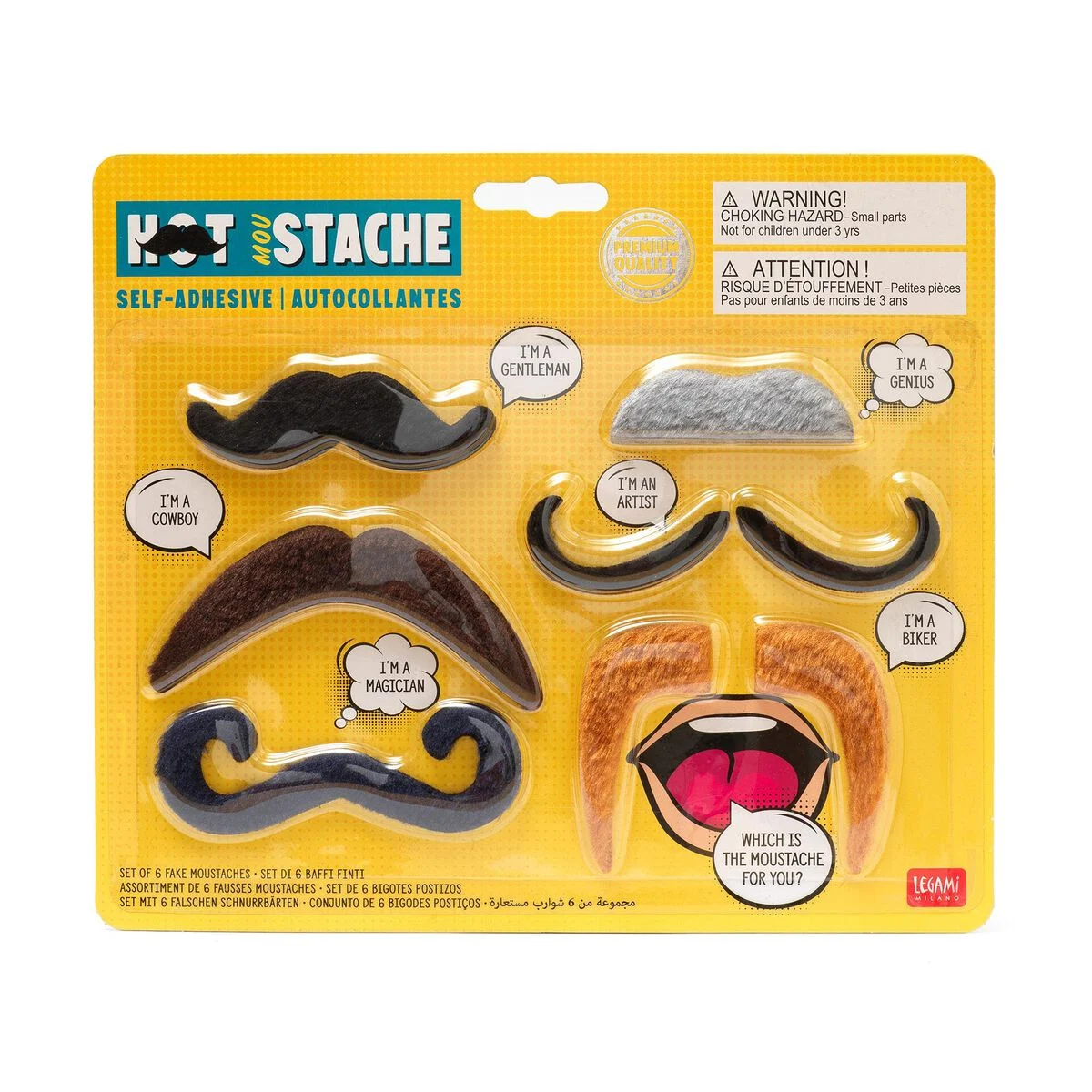 Set de 6 fausses moustaches autocollantes LOL I LEGAMI