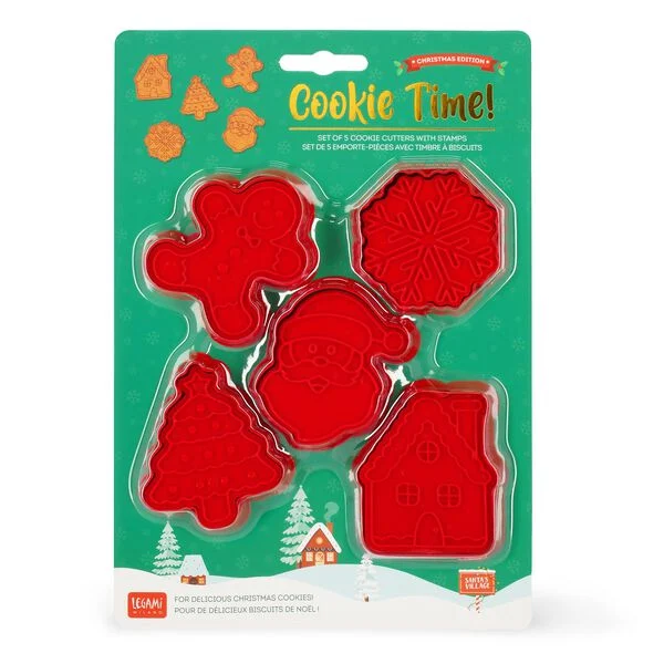 Set de 5 emporte pièces avec timbre à biscuits I Collection Noël LEGAMI